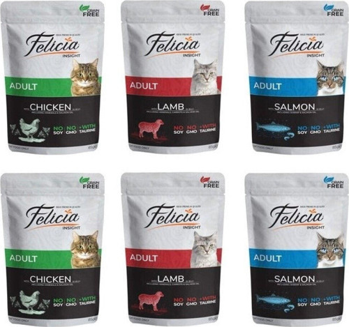 Pouch 3 Çeşit Tavuk&somonlu&kuzulu Kedi Maması 85 Gr X 6 Adet