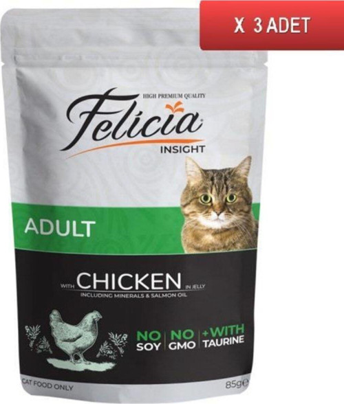 Pouch Tavuklu Kedi Konservesi Tahılsız 85 gr X 3 Adet