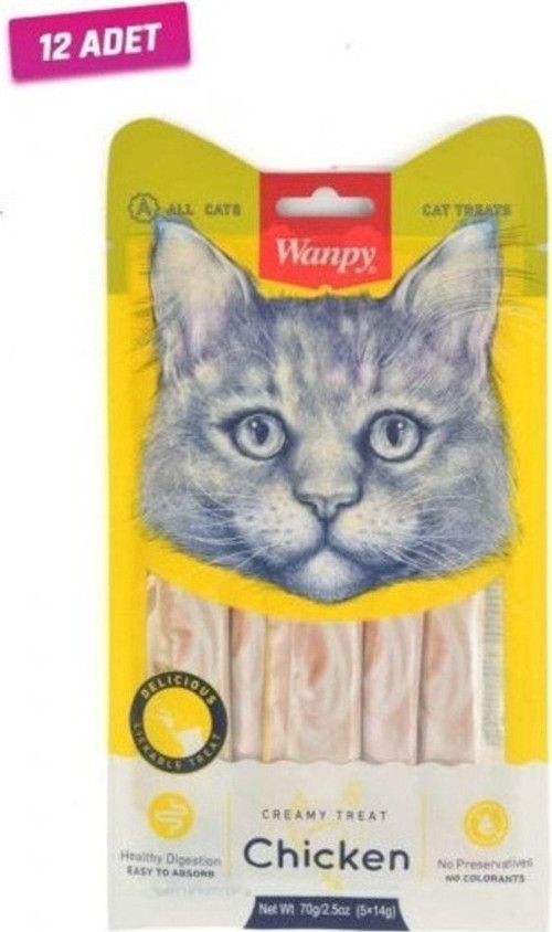 12 Adet - Tavuklu Sıvı Kedi Ödülü 5x14 Gr