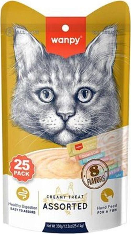 Karışık 8 Lezzetli Krema/sıvı Kedi Ödülü 25x14 Gr