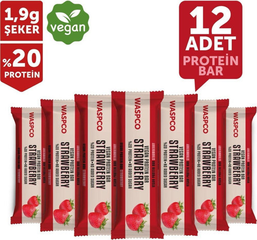 Vegan Çilek Protein Barx12 Adet