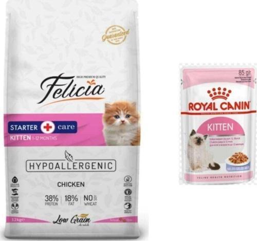 Felıcıa Kitten Tavuklu Yavru Kedi Maması 12kg + Royal Canin Kitten Pouch Yaş Mama 85 gr