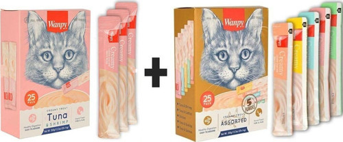 Karışık Kedi Sıvı Ödülü 14 gr 25li Paket Ve Creamy Ton Balığı&karides Sıvı Ödül 25x14gr