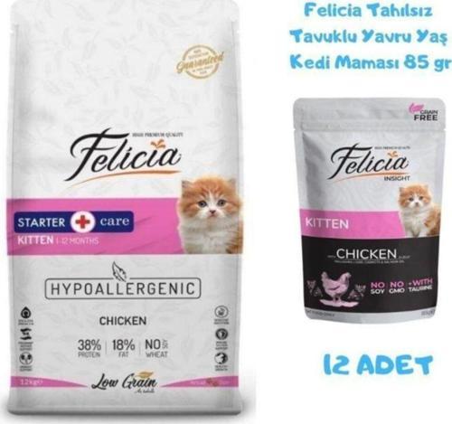 Kitten Tavuklu Yavru Kedi Maması 12 Kg + Yaş Mama 85 Gr (12 Adet)