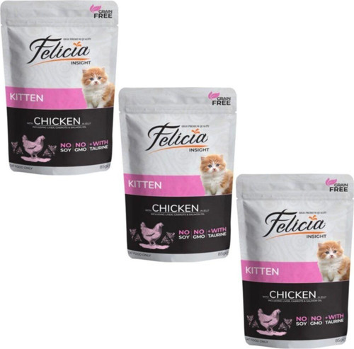 Pouch Tavuklu Yavru Kedi Konservesi Tahılsız 85 gr X 3 Adet