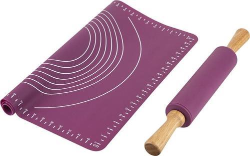 Vişne 2li Silikon Hamur Açma Matı ve Merdane Seti SOFT MM02V