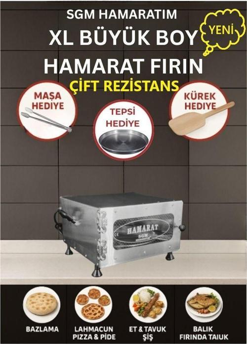 & Elis Concept Hamarat XL Büyük Boy Çift Rezistans Pratik Fırın 2500W Bazlama Lahmacun
