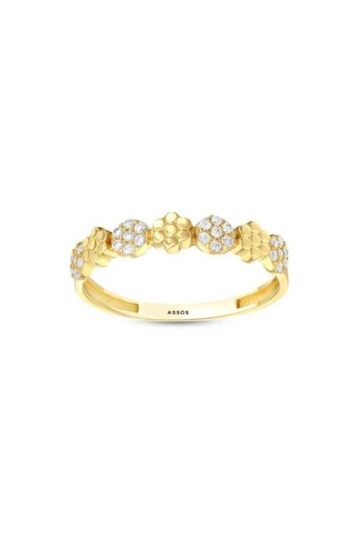 Taşlı Tasarım Altın Yüzük - 14k - 1.69gr