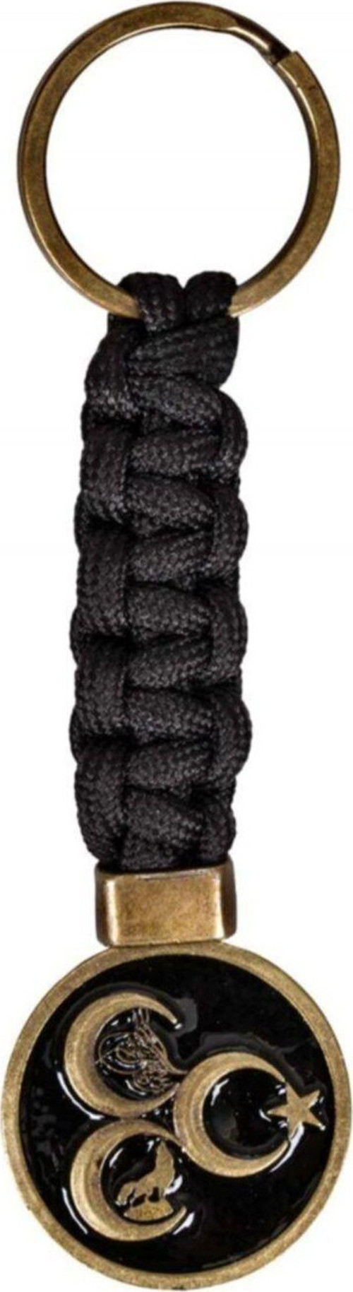 Siyah Üç Hilal Örgülü Paracord Anahtarlık