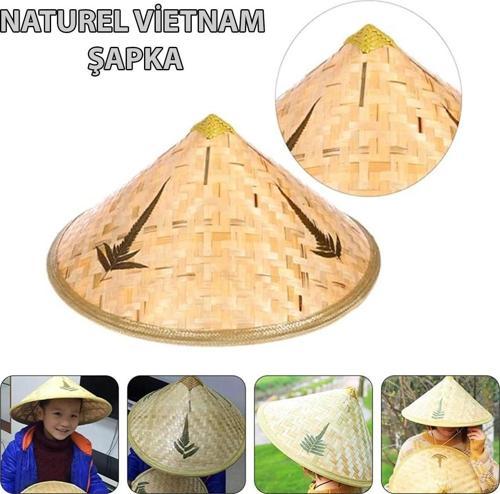 Naturel Renk Cambodia Kamboçyalı Vietnam Şapkası Pvc Hasır