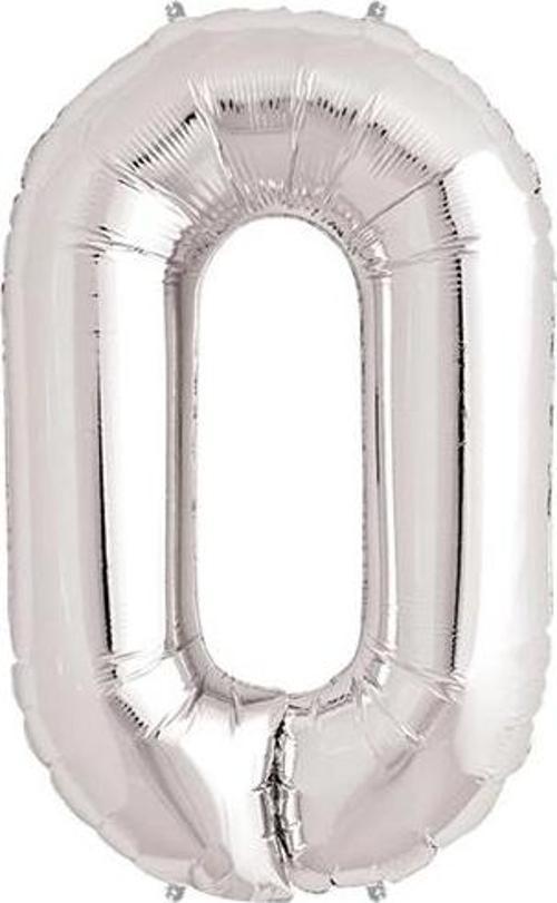 0 Rakam Folyo Balon Gümüş  40 İnç