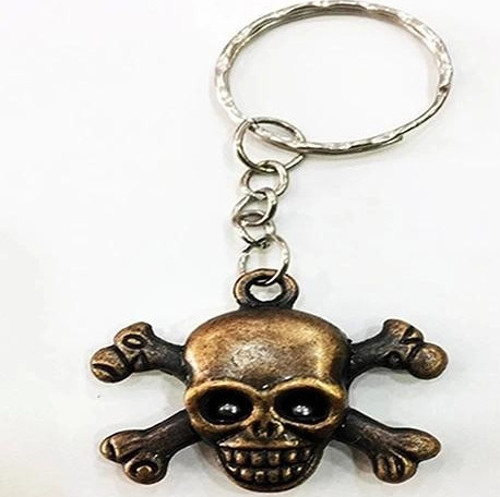 Metal Malzemeden İmal Kuru Kafa Korsan Anahtarlık Bakır Renk