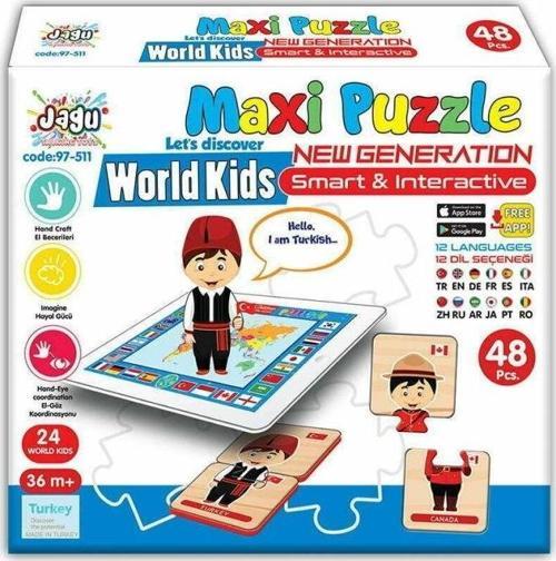 Maxi 2 Parçalı Konuşan Puzzle - Dünya Çocukları