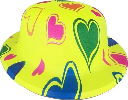 Plastik Neon Desenli Uv Işık Parti Şapkası Sarı 1 Adet
