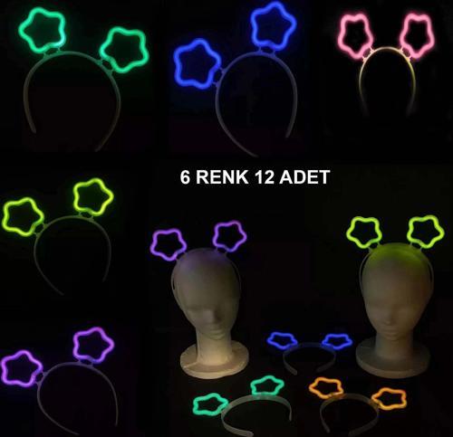 Glow Stick Karanlıkta Yanan Fosforlu Yıldız Taç 12 Adet