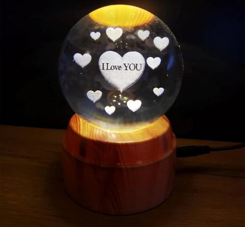 I Love You Tasarım Standlı Cam Küre