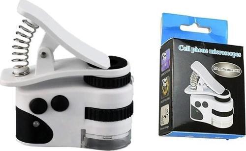 60x Mini Cep Telefonu Için Mandallı Mikroskop Uv Ledli Büyüteç Model Al2431