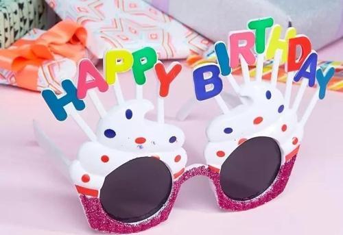 Happy Birthday Yazılı Beyaz Fuşya Renk Parti Gözlüğü 12x7 Cm