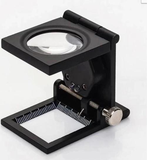28x28 Mm Katlanır Sayaçlı Metal Lüp, 2 Led Işıklı Büyüteç Tekstil Th9005a