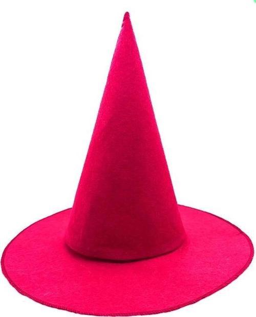Pembe Fuşya Renk Keçe Cadı Şapkası Yetişkin Çocuk Uyumlu 35x38 Cm