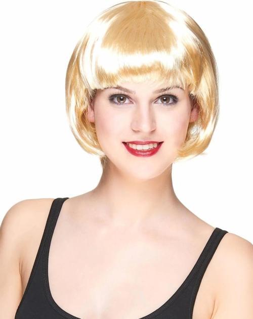 Platin Altın Dore Renk Küt Parti Peruğu Kısa Takma Peruk