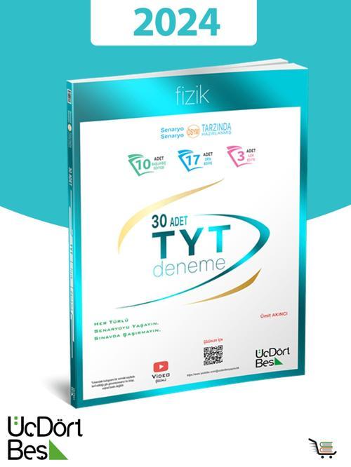 Üç Dört Beş Yayınları 345-2024 Model 30'lu TYT Fizik Denemesi