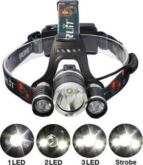 T6 Kafa Feneri 5000 Lumens 3xcree Xm-t6+2r5 Lamba Led Kamp Lambası