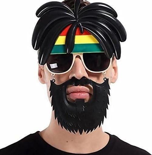 Rasta Peruklu Rasta Sakallı Bob Marley Bıyıklı Parti Gözlüğü 27x18 Cm