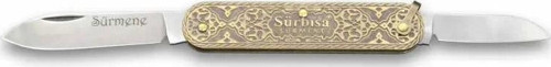 61804 Pirinç İşlemeli Sürmene Çakısı 5,5 / 3,5 Cm - Çift Bıçaklı
