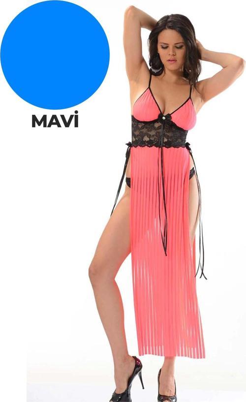 Mavi Dantel Gecelik - 211