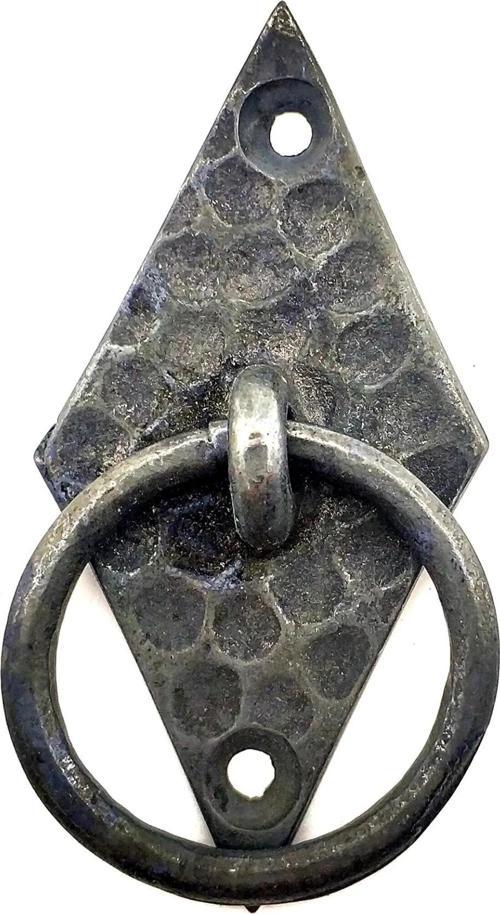Antika Tarz Dekoratif Pirinç Dik Baklava Halka , Mobilya Kulbu - 82x41 Mm, Oksit