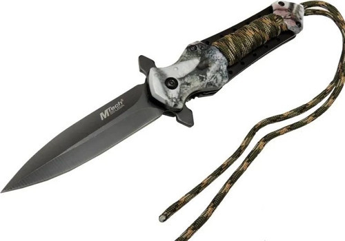 4266 Siyah Kamp Çakı 21cm - Yarı Otomatik, İpli, Kemerlikli