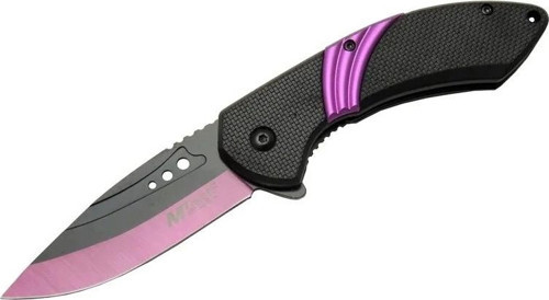 4211 Mor Kamp Çakı 20cm- Yarı Otomatik, Kemerlikli, Oluklu