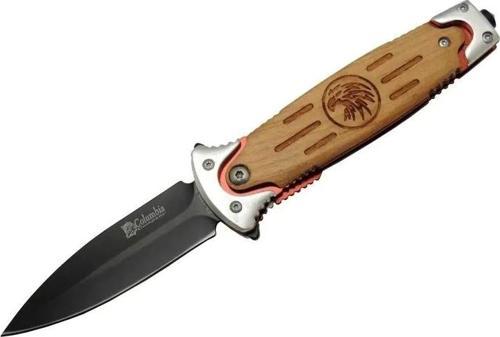 Fs 11032 Kahverengi Kurtarma / Kamp Çakısı 20cm - Kartal İşlemeli Ahşap Sap, Kemerlikli, Cam Kırma A