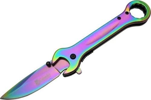 8000a Anahtar Görünümlü Renkli Kamp Çakı 19 Cm - Otomatik, Metal Sap