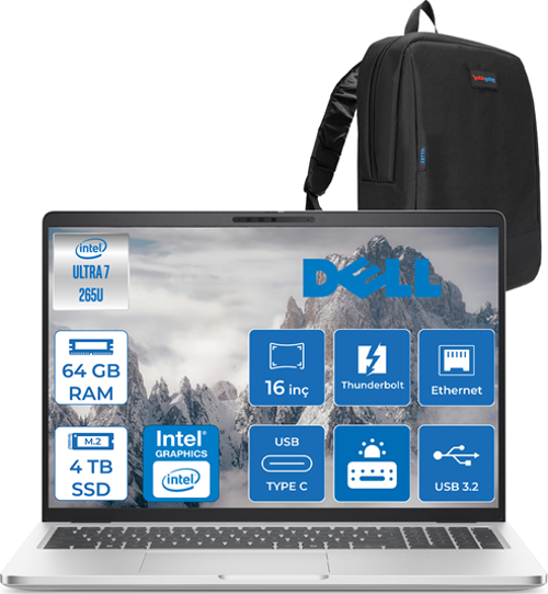 Pro 16 Plus Ultra Core 7 265U 64GB Ddr5 4tb SSD Intel Graphics 16" Fhd+ 300NIT Windows 11 Home Taşınabilir Bilgisayar U7265U165UH24 + Zettaçanta
