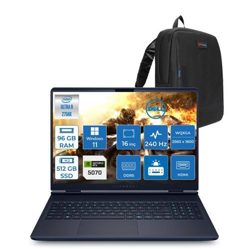 Alienware 16X Aurora Intel Core Ultra 9 275HX 96GB Ddr5 512GB SSD Windows 11 Pro 8gb RTX5070 16 Inç 2K(2560×1600) Wqxga 240Hz 3ms Wva Taşınabilir Bilgisayar AC16251CU932157WP51 + Zetta Çanta