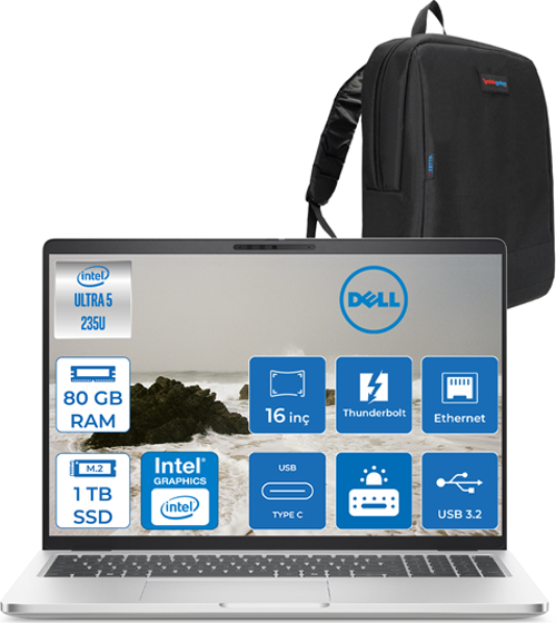 Pro 16 Plus Ultra Core 5 235U 80GB Ddr5 1tb SSD Intel Graphics 16" Fhd+ 300NIT Windows 11 Home Taşınabilir Bilgisayar U5235U165UH22 + Zettaçanta