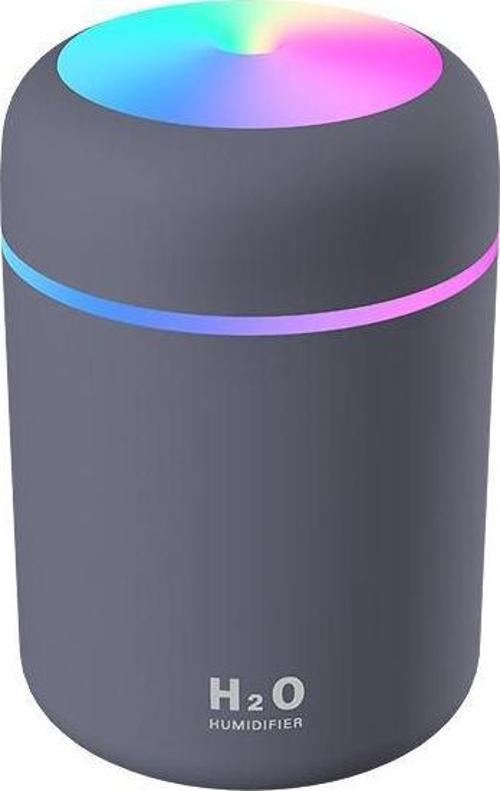 H2 300 ML Ultrasonik Renkli Hava Nemlendirici Buhar Makinesi Ve Aroma Difüzörü Siyah