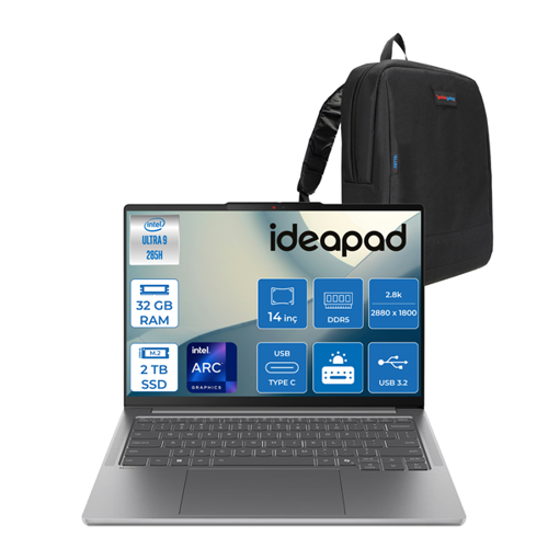 Ideapad Pro 5 Ultra 9 285H 32GB Ddr5 2tb SSD Intel Arc 140T Gpu WIN11PRO 14" 2.8k OLED 1100NITS Displayhdr 120Hz Taşınabilir Bilgisayar IP83JK0019TRTP03 + Zettaçanta