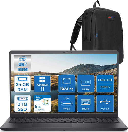 Inspiron 15 3530 Intel Core I7-1355U 24GB 2tb SSD 15.6 Inç Full Hd WIN11HOME Laptop ZI35301103H09+ZETTAÇANTA