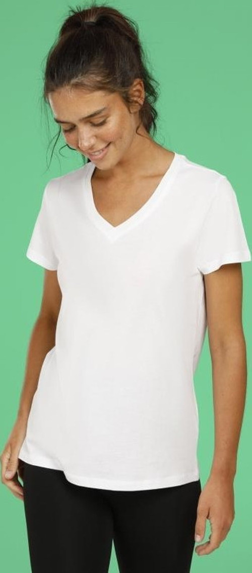 Basic Modal V Neck T-Shirt Kadın Beyaz Kısa Kollu Tişört 100581844