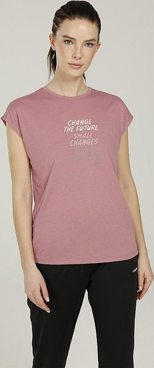 SN629 Lora Slogan Detailed T-Shirt 2FX Kadın Yarım Kol Tişört Pembe