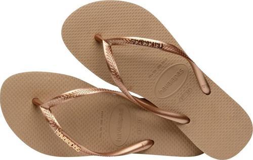 Kadın Slim Logo Metalik Rose Gold Parmak Arası Terlik