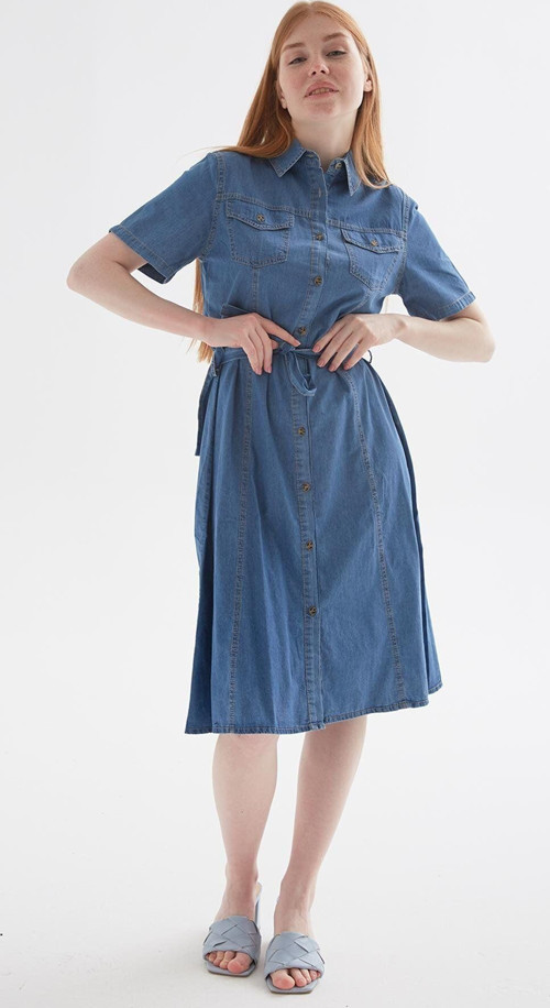 Denim Elbise Mavi