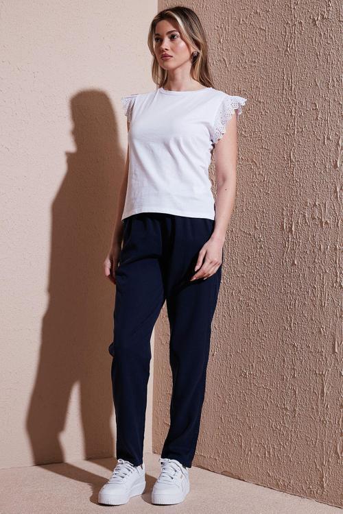 Comfort Fit Yüksek Bel Düz Paça Pantolon Pantolon 25Y0477K1