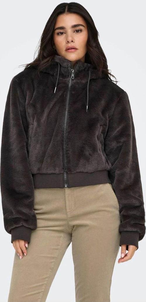 Onlvenıce Faux Fur Hood Bomber Kadın Mont 15322127