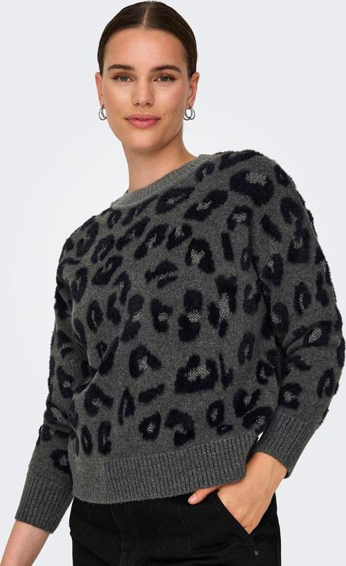 Onlsara Regular Fit Bisiklet Yaka Leoparlı Kazak Kazak 15332064