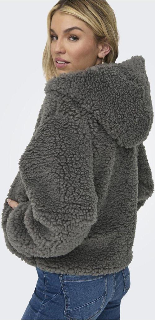 Normal Gümüş Kadın Ceket Onlellıe Sherpa Hooded Jacket Cc O