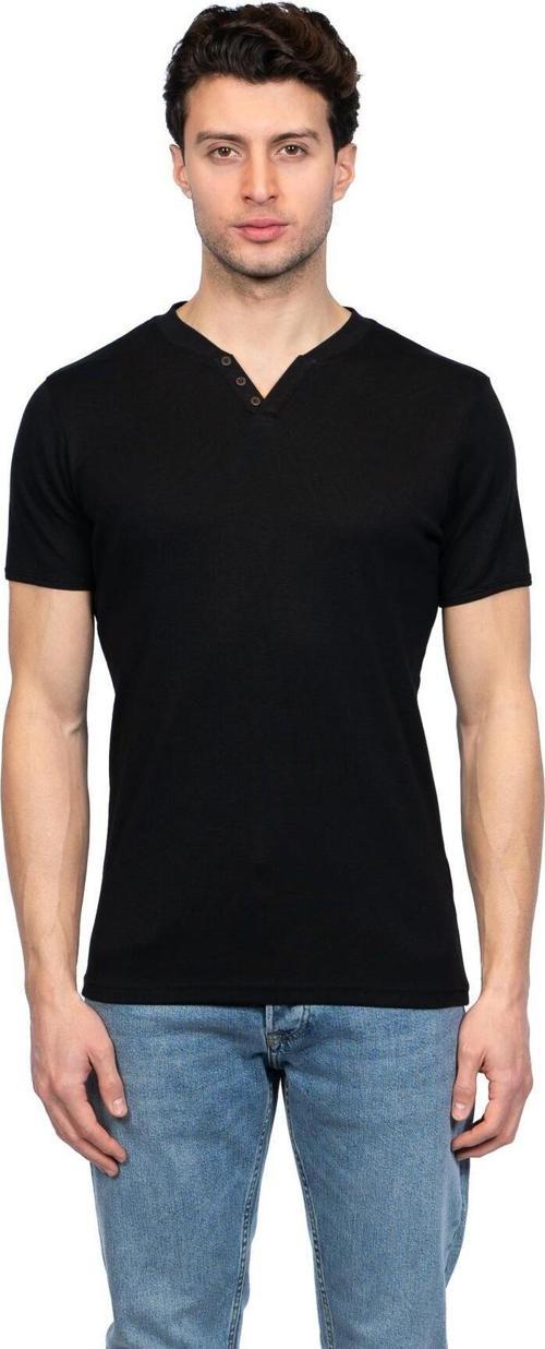 Hscstore Erkek V Yakalı Basic Siyah Tişört - 8401